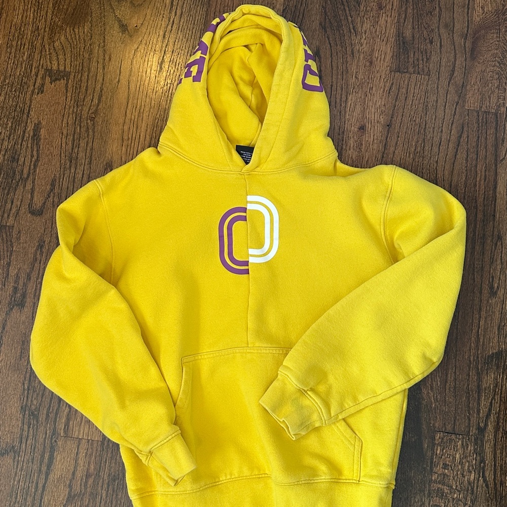 OVERTIME Boys Yellow Hoodie with Purple and White Logo